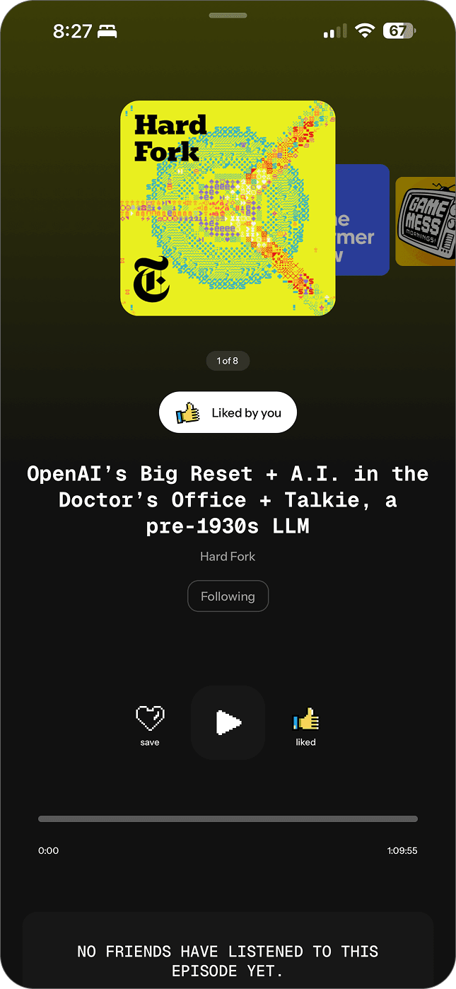 Shared recommendations feature preview in dark mode